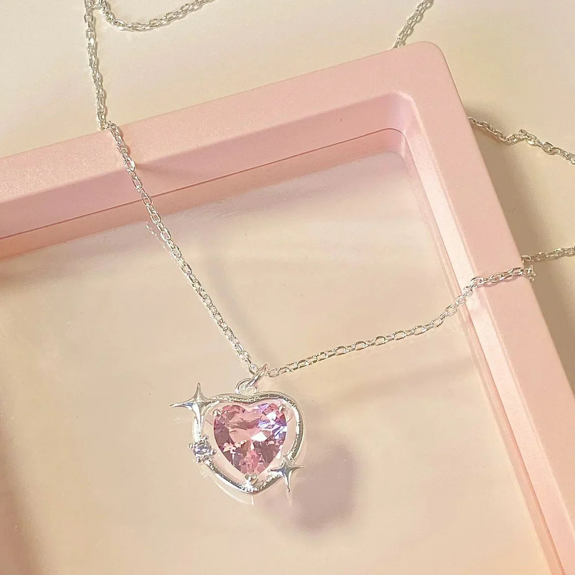 CZTICLE® New design bow pink zircon cross pendant necklace